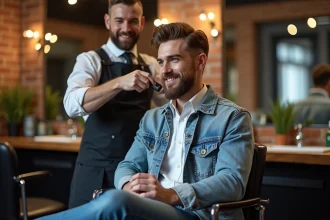 Jeune homme coiffé dans un salon de Lille