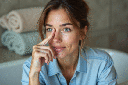 Jeune femme en portrait naturel visage et soin visage